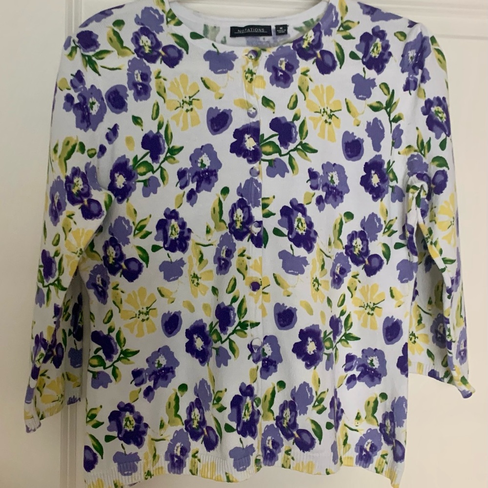 Notations Purple Yellow Sweater Button Down